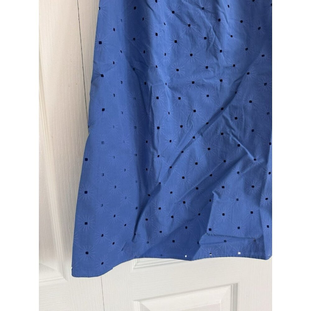 Zara Blue Off Shoulder Dress M Puff Lantern Sleeve Eyelet Pocket Boho Mini - Picture 5 of 8